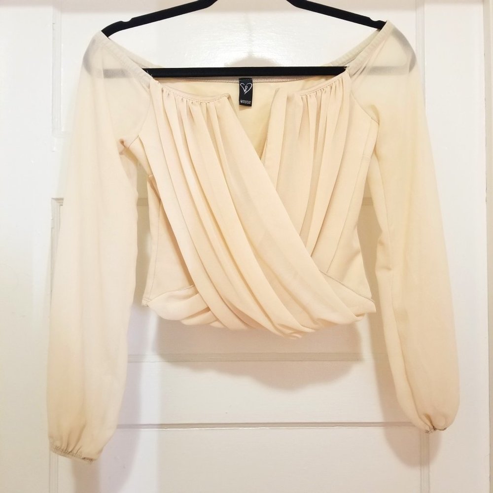 Cream Windsor Off- Shoulder Sheer Top Size S